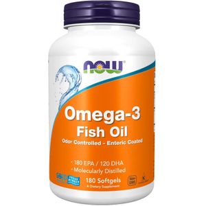 Now Foods - Omega-3 - Softgels - 180 stuks - Moleculair Gedestilleerd en Met Enterische Coating