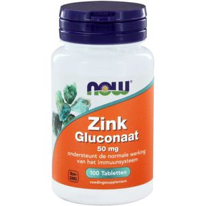 NOW Zink Gluconaat 50 mg - 100 Tabletten  - Mineralen