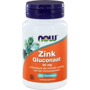 NOW Zink Gluconaat 50 mg - 100 Tabletten  - Mineralen