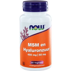 NOW MSM 450 mg en Hyaluronzuur 50 mg  60 Vegetarische capsules