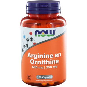Now Arginine en ornithine 500/250mg 100 capsules