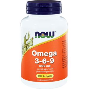 Now Foods - Omega 3-6-9 - Combinatie van 5 Plantaardige Oliën - 1000 mg - 100 Softgels