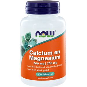 NOW Calcium 500mg en magnesium 250mg (100 tabletten)