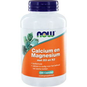 NOW Calcium en Magnesium met D3 en K2 (180 capsules)