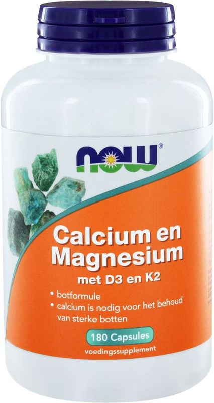 NOW  Calcium en Magnesium met D3 en K2 - 180 capsules
