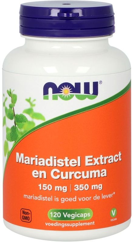 NOW - Mariadistel Extract 150mg en Curcuma 350mg - 120 Vegetarische Capsules