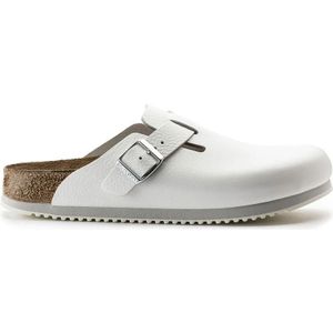 Birkenstock - Boston BS - Unisex Slof - Wit - Natuurlijk Leer
