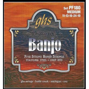 GHS PF180 Stainless Steel 5-string Medium snarenset banjo