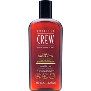 American Crew - 3 In 1 Energizing Ginger + Tea - Shampoo - 450ml - Gerecycled Plastic
