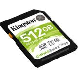 Kingston Canvas Select Plus Flashgeheugenkaart 512 GB Video Class V30 / UHS I U3 / Class10 SDXC UHS I