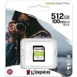 Kingston Canvas Select Plus Flashgeheugenkaart 512 GB Video Class V30 / UHS I U3 / Class10 SDXC UHS I