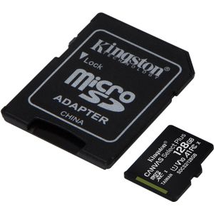 Kingston Technology Canvas Select Plus, Micro SD SDCS2/128GB klasse 10 kaartadapter meegeleverd, zwart