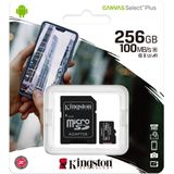 Kingston Canvas Select Plus MicroSDXC Card 10 UHS-I - 256GB - inclusief SD adapter