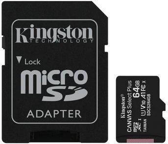 Kingston Micro SD Geheugenkaart - Canvas Select Plus - 64GB - SD-Adapter