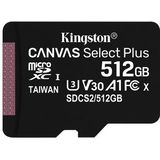 Kingston microSDHC Canvas Select Plus 512GB - 100MB/s - C10 A1 - Zonder Adapter