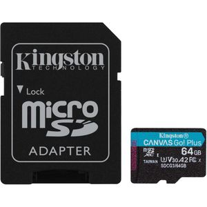 Micro SD geheugenkaart met adapter Kingston SDCG3 Zwart Inhoud 64 GB