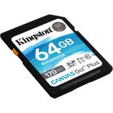 Kingston Technology SDG3/64GB SD-geheugenkaart (64 GB SDXC Canvas Go Plus 170R C10 UHS-I U3 V30)