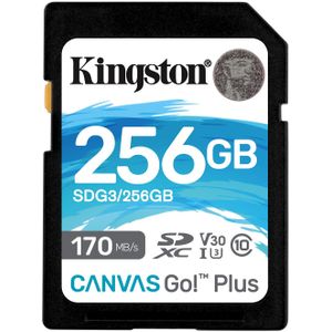 Kingston Technology SDG3/256GB SD-geheugenkaart (256 GB SDXC Canvas Go Plus 170R C10 UHS-I U3 V30)