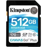 Kingston SDG3/512GB SD-kaart (512 GB SDXC Canvas Go Plus 170R C10 UHS-I U3 V30)