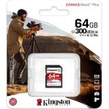 Kingston Canvas React Plus 64 GB SDXC-geheugenkaart UHS-II 300R/260W U3 V90 voor Full HD/4K/8K - SDR2/64GB