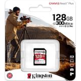 Kingston Canvas React Plus 128 GB SDXC-geheugenkaart UHS-II 300R/260W U3 V90 voor Full HD/4K/8K - SDR2/128 GB