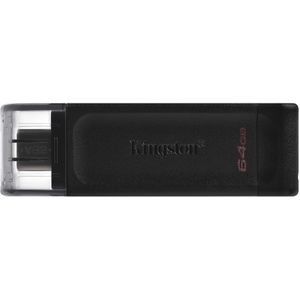 Kingston 64GB USB-C Stick - USB 3.2 Gen 1 - DataTraveler 70 - Zwart