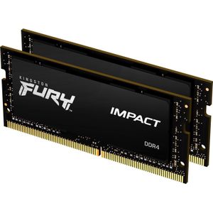 Kingston FURY Impact 64 GB (2 x 32 GB) 3200 MHz DDR4 CL20 laptopgeheugenkit van 2 KF432S20IBK2/64, zwart