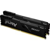 Kingston KF432C16BBK2/8 FURY Beast 8 GB (2x4 GB) 3200 MHz DDR4 CL16 Desktop Memory Kit van 2,Eén maat,Zwart