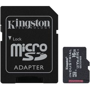 Kingston Industriële microSD - 16GB microSDHC Industrial C10 A1 pSLC kaart + SD-adapter - SDCIT2/16GB