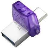 Kingston USB Stick - 256GB - USB C en A - Zwart/Paars