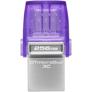 Kingston 256GB USB Stick - USB-A en USB-C - USB 3.2 Gen 1 - DataTraveler microDuo - Paars