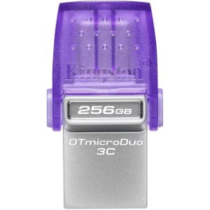 Kingston USB Stick - 256GB - USB C en A - Zwart/Paars
