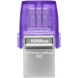 Kingston DataTraveler microDuo 3C USB-Stick 128GB USB Gen 3 Type-C und Type-A - DTDUO3CG3/128GB, Lila + Silber