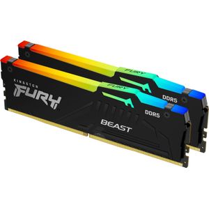 Kingston Fury Beast DDR5 RGB 16 GB (2 x 8 GB) 6000MT/s DDR5 CL40 DIMM geheugen voor gamer-pc, 2 stuks - KF560C40BBAK2-16