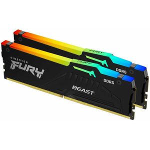 kingstontechnology Kingston Fury Beast DDR5 RGB 32 GB (2 x 16 GB) 5200MT/s DDR5 CL40 DIMM geheugen voor gamer-pc, set van 2 - KF552C40BBAK2-32