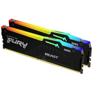 Kingston FURY Beast Zwart RGB 16 GB (2 x 8 GB) 4800MT/s DDR5 CL38 DIMM Desktop Gaming Memory Kit van 2 - KF548C38BBAK2-16
