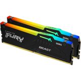 Kingston Fury Beast DDR5 RGB 64 GB (2 x 32 GB) 4800MT/s DDR5 CL38 DIMM geheugen voor gamer-pc, 2 stuks - KF548C38BBAK2-64