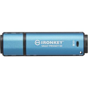 Kingston IronKey Vault Privacy 50 (8 GB, USB 3.2, USB A), USB-stick, Blauw