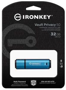 Kingston Technology IronKey Vault Privacy 50 USB flash drive USB Type-A 3.2 Gen 1 (3.1 Gen 1) Zwart, Blauw