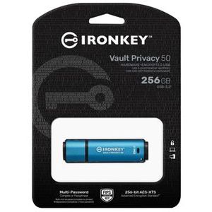 IronKey Vault Privacy 50 - Secure USB Flash Drive - 256 GB - Blauw