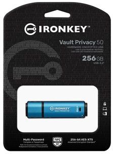 IronKey Vault Privacy 50 - Secure USB Flash Drive - 256 GB - Blauw