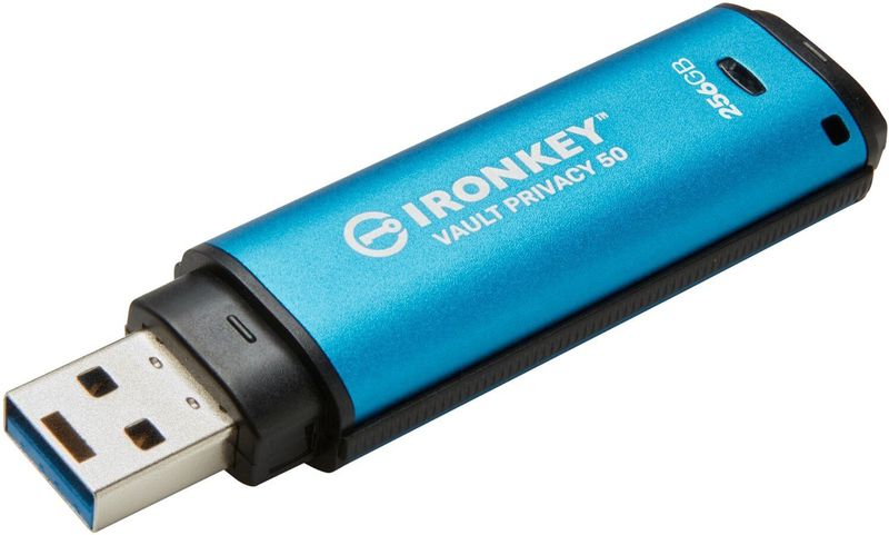 IronKey Vault Privacy 50 - Secure USB Flash Drive - 256 GB - Blauw