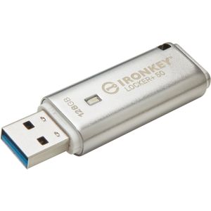 Kingston 128GB USB 3.2 IRONKEY LOCKER+50 (128 GB, USB 3.2, USB A), USB-stick, Zilver
