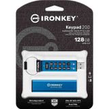Kingston Ironkey Keypad 200 128GB Versleutelde USB | Alfanumeriek Toetsenbord | Multi-Pin Toegang | XTS-AES 256-bit | FIPS 140-3 Niveau 3 Gecertificeerd (Aangevraagd) | IKKP200/128GB, Blauw