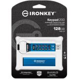 Kingston IronKey Keypad 200 USB Type-A hardware-encryptie FIPS 140-3 niveau 3 USB-stick (wachten) met XTS-AES 256-bits hardware-encryptie - IKKP200/128GB