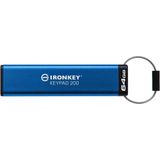 Kingston IronKey Keypad 200 USB Type-A hardware-encryptie FIPS 140-3 niveau 3 USB-stick (wachten) met XTS-AES 256-bits hardware-encryptie - IKKP200/64GB