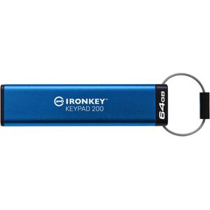 Kingston IronKey Keypad 200 USB-stick type A met hardware-encryptie FIPS 140-3 niveau 3 (wachttijd) met 256-bit XTS-AES hardware-encryptie - IKKP200/64GB