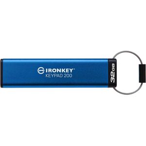 Kingston IronKey Keypad 200 USB-stick Retail 32 GB Blauw IKKP200/32GB USB 3.2 Gen 1 (USB 3.0)