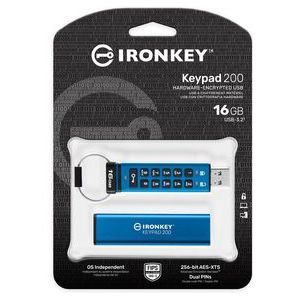 Kingston Technology IronKey Keypad 200 USB flash drive USB Type-A 3.2 Gen 1 (3.1 Gen 1) Blauw