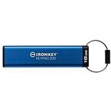 Kingston Ironkey Keypad 200 16GB Versleutelde USB | Alfanumeriek Toetsenbord | Multi-Pin Toegang | XTS-AES 256-bit | FIPS 140-3 Niveau 3 Gecertificeerd (Aangevraagd) | IKKP200/16GB, Blauw